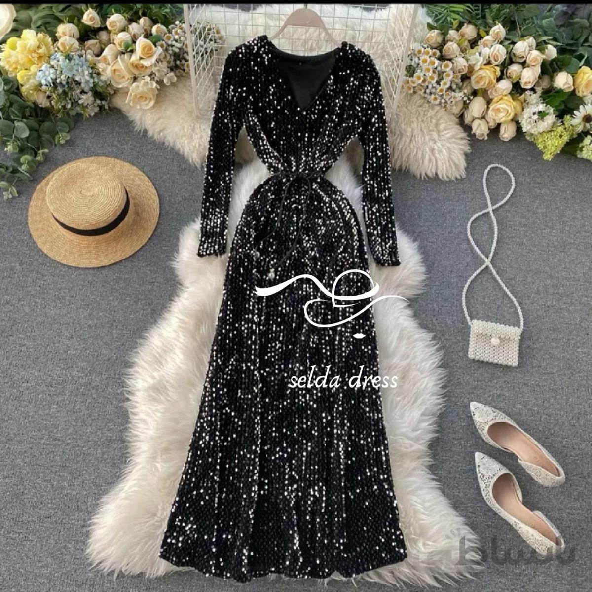 لباس مجلسی ماکسی ۱۳۷۵ - مشکی نقره ای / ۳۸ ا majlesi maxi 1375