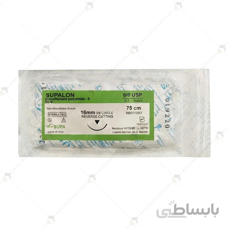 نخ بخیه سوپالون مدل 6/0 با سرسوزن 16 میلی متری ریورس Surgical Suture Supalon 6/0