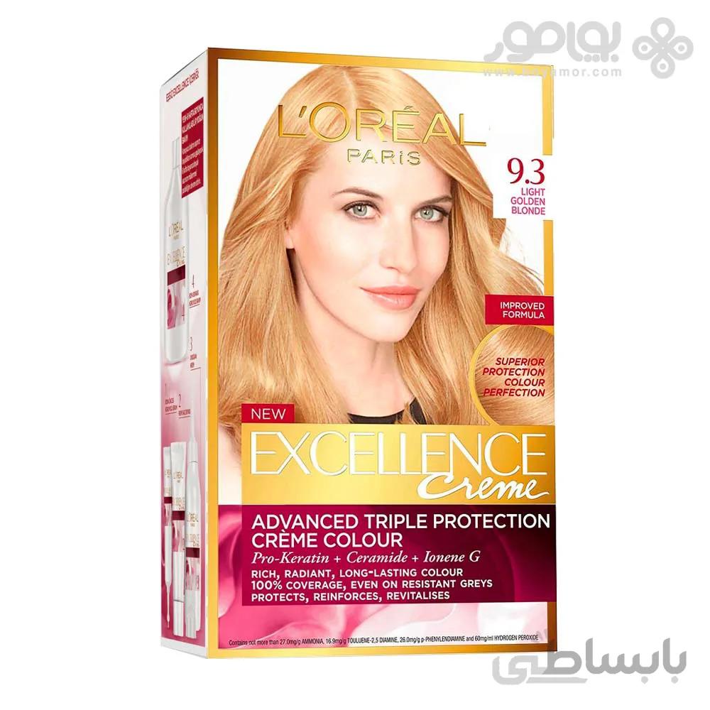 کیت رنگ مو اکسلانس لورال شماره 9.3 ا L'Oreal Excellence Hair Color No.9.3