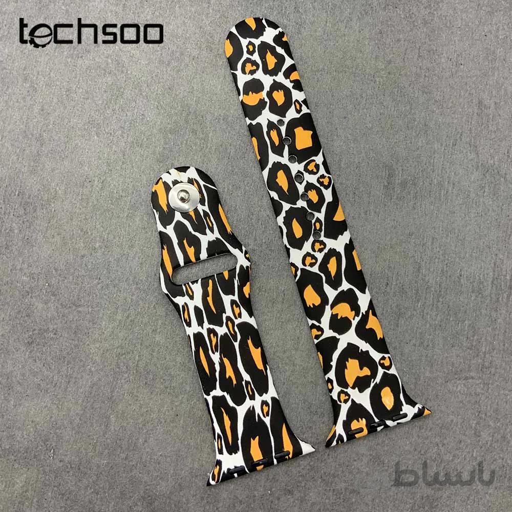 بند اپل واچ سیلیکونی پلنگی زرد و مشکی