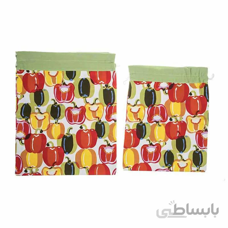کیسه سبزی کتان رزین تاژ طرح فلفل دلمه ای 2عددی