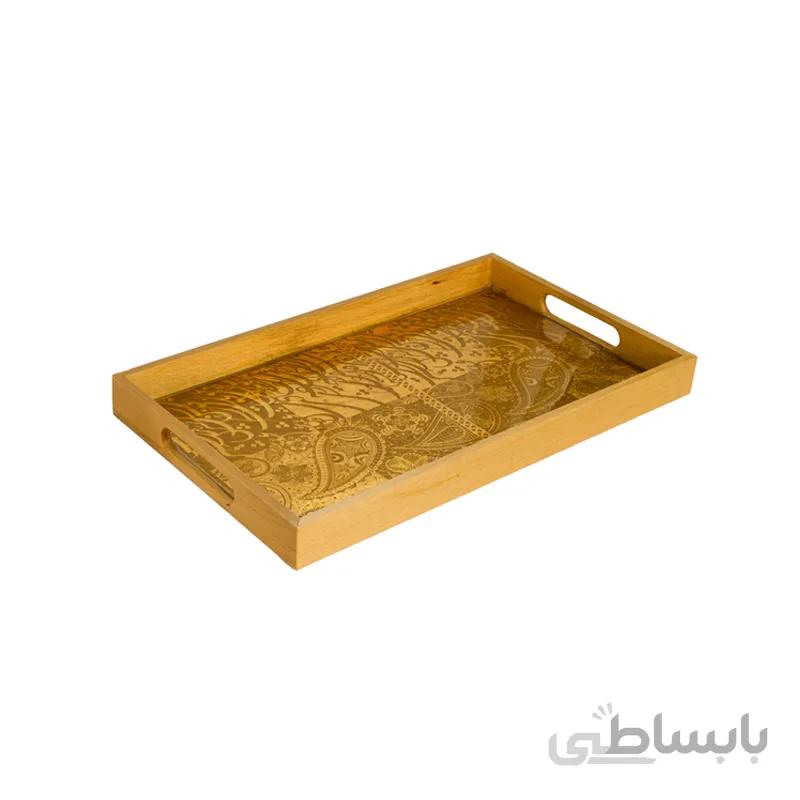 سینی چوبی-رزینی طرح بته جقه