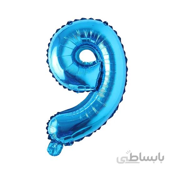بادکنک فویلی عددی ساده آبی عدد ۹