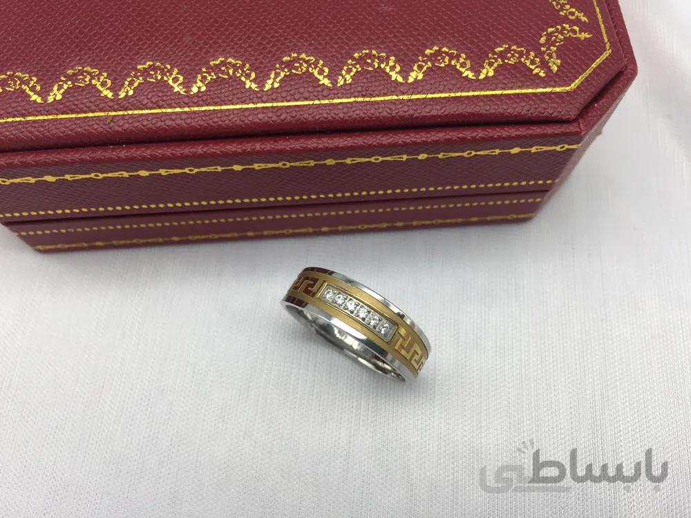 رینگ طرح ورساچه سفید طلایی