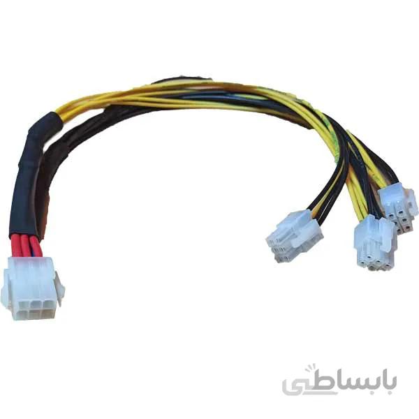 کابل تبدیل 1 به 3 برق گرافیک رایزر و ماینر 1 سر 6 پین نر به 3 سر 6 پین ماده 40 سانتی متر