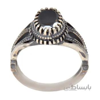 انگشتر نقره مردانه مدل سنگ حدید رکاب قلم زنی کد AM_1909