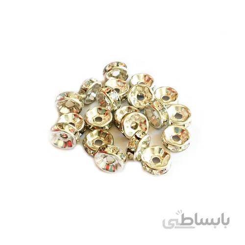 خرج بین کار نگین دار نقره ای 5x2 mm بسته 25 عددی