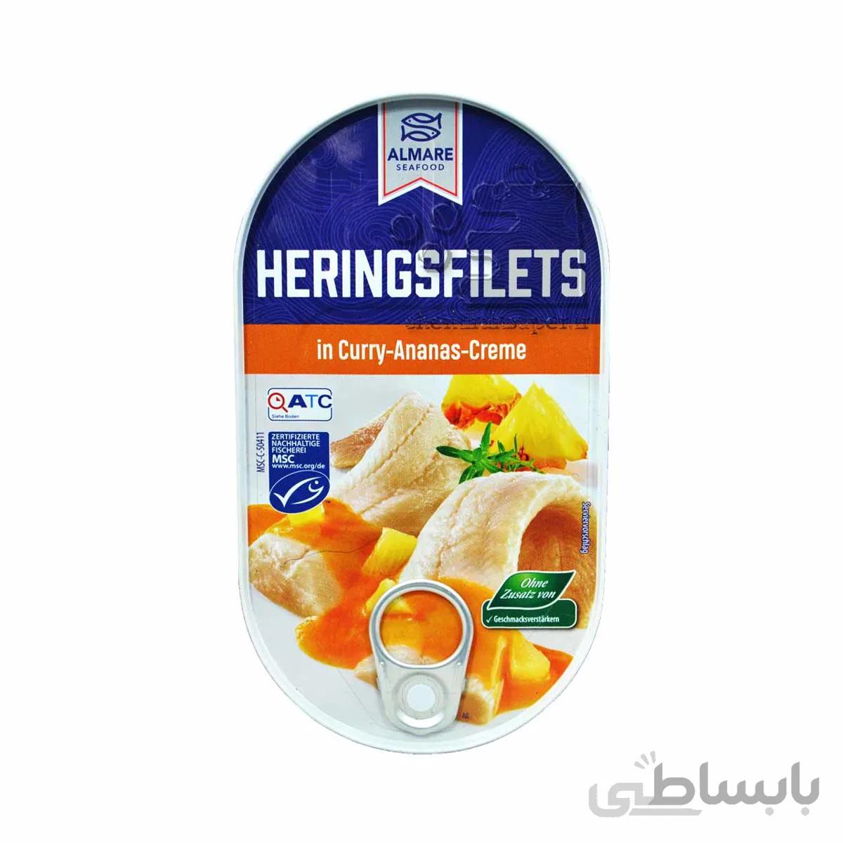 کنسرو فیله شاه ماهی در سس کاری و آناناس ۲۰۰ گرم المار – almare