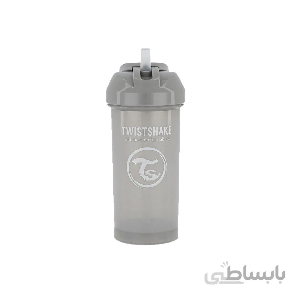 لیوان نی دار 12+ ماه تویست شیک Twistshake ظرفیت 360 میلی لیتر طوسی