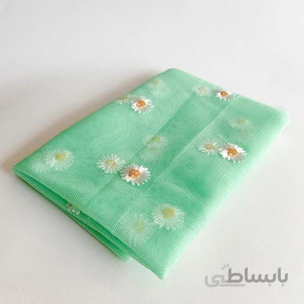 روسری توری بابونه سبز