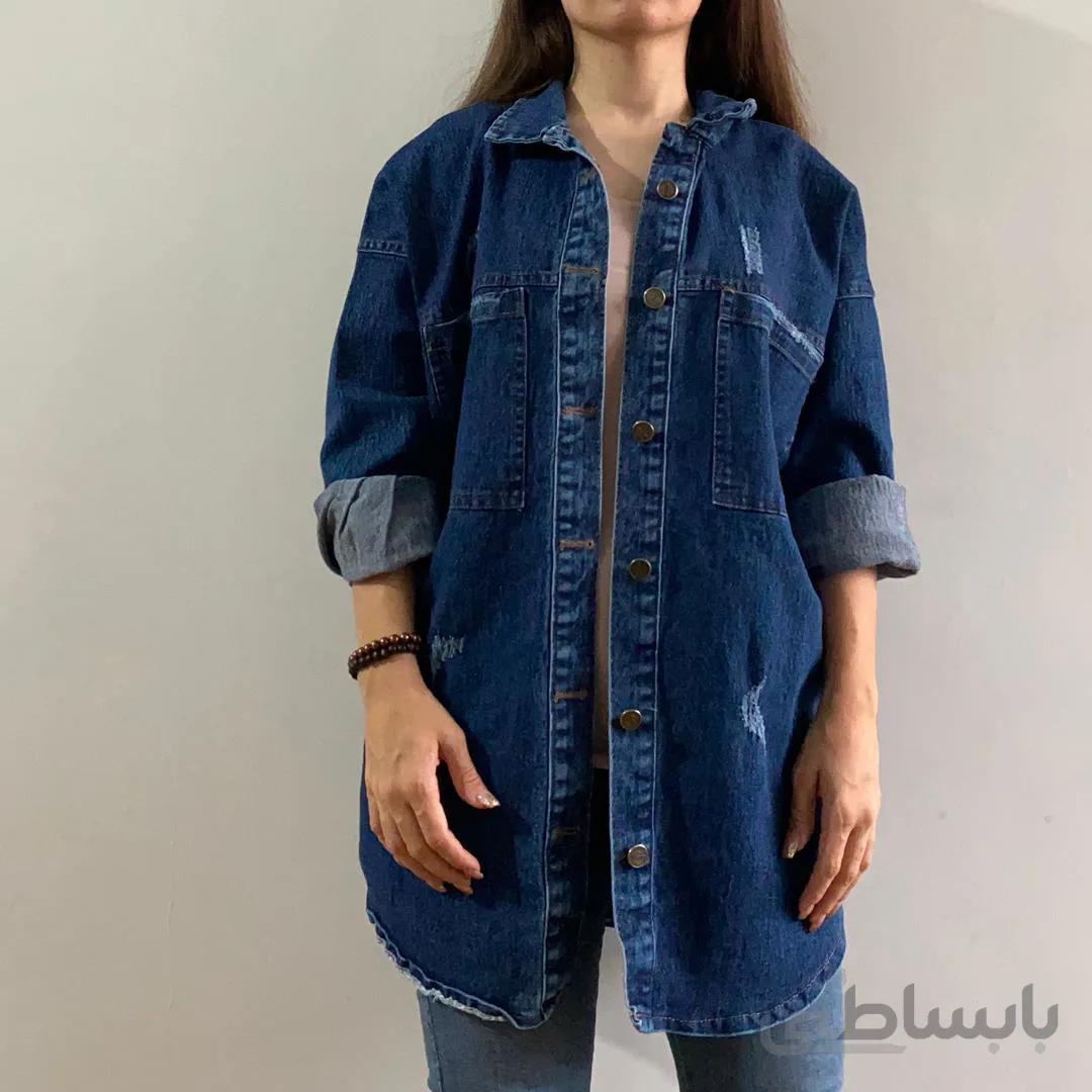مانتو جین ضخیم آبی پررنگ 105207 ا 105207