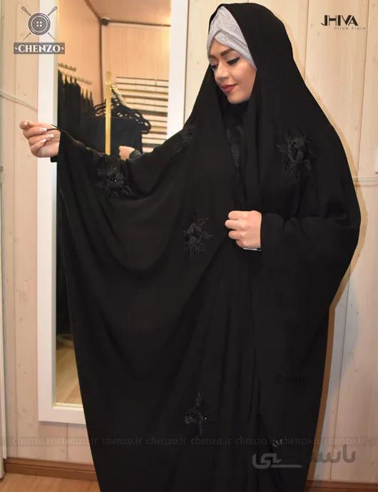 چادرعربی اصیل گلدوزی برجسته پراکنده