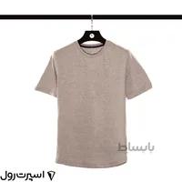 تيشرت نخي ساده يقه گرد | طوسي 403