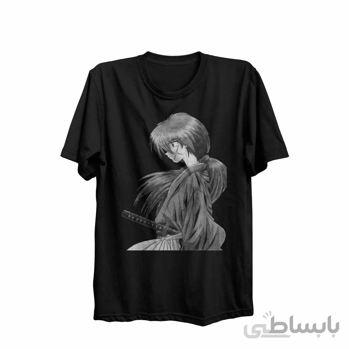 تیشرت یقه گرد مشکی طرح انیمه رورونی کنشین Rurouni Kenshin کد KCT10458 کد 285215