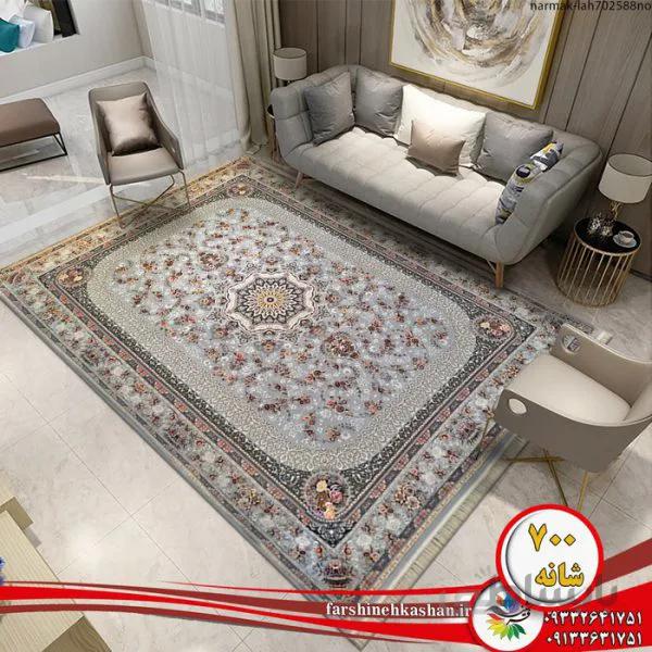 فرش 700 شانه طرح نارمک زمینه نقره ای