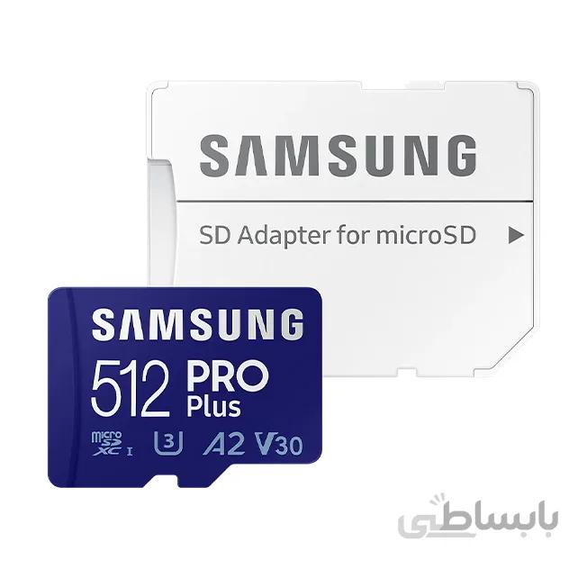 کارت حافظه MicroSDXC سامسونگ مدل Samsung PRO Plus کلاس UHS-I U3 A2 V30 همراه با آداپتور SD ظرفیت 512 گیگابایت