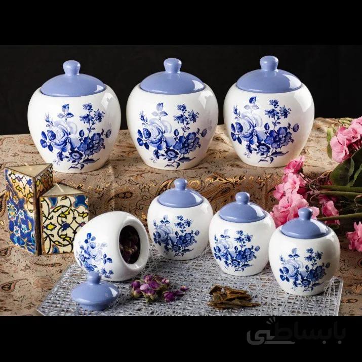 ست جا ادویه 7 پارچه فیروزه ای مدل 1001 E