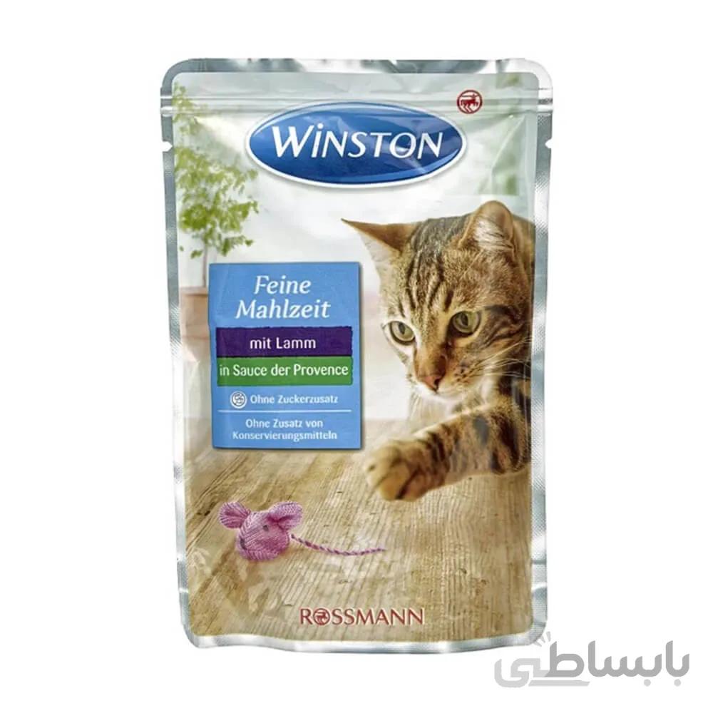 پوچ گربه وینستون طعم گوشت بره در سس سبزیجات وزن ۱۰۰ گرم ا Winston Rossmann With Lamb In Herbs Sauce For Cats 100g