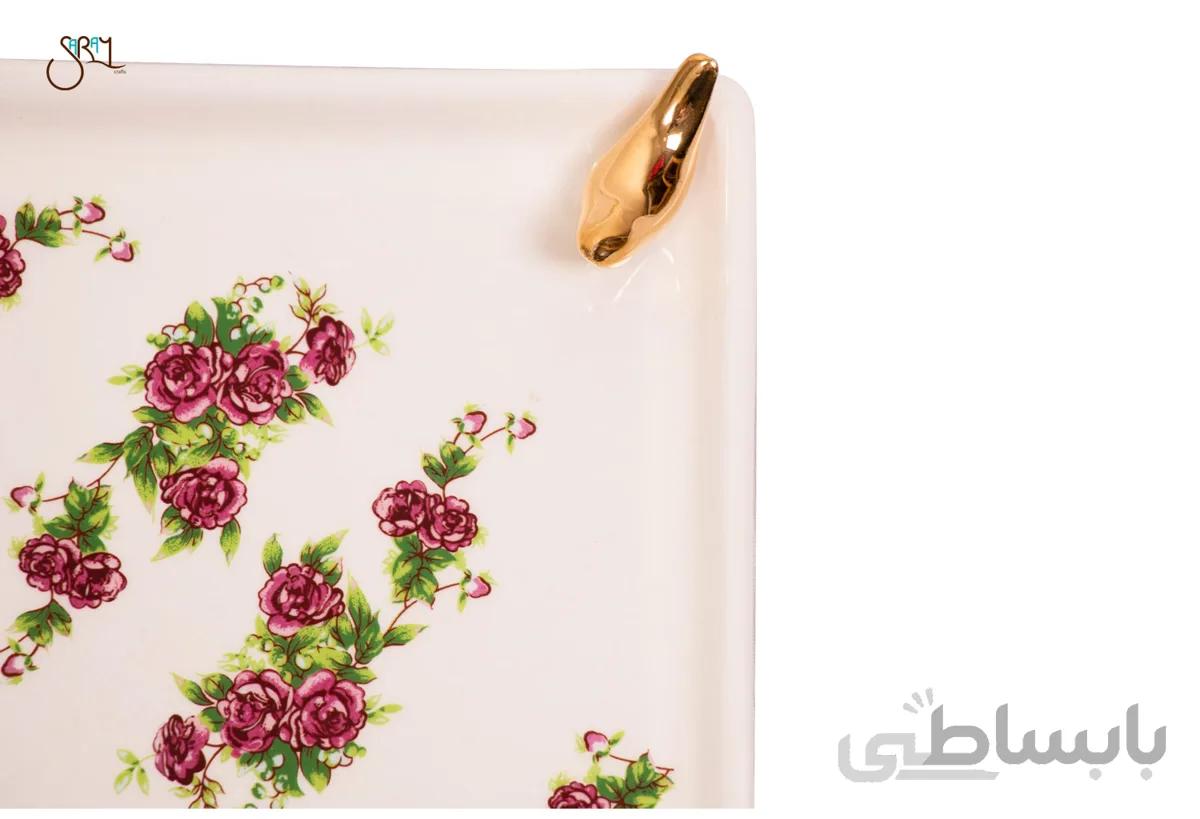 بشقاب سرامیکی دست ساز با پرنده طلا مدل 0619