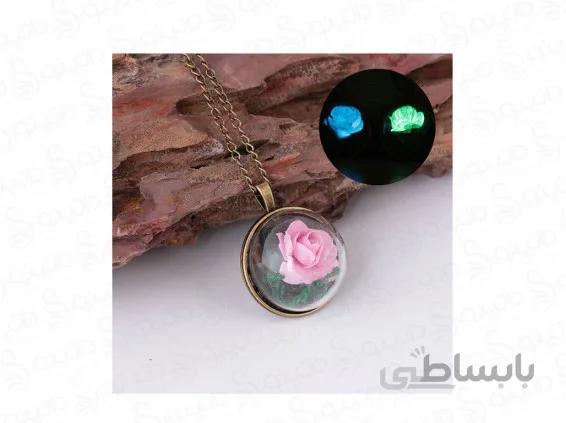 گردنبند زنانه شبتاب شیشه ای گل رز عشق toxic-n-191