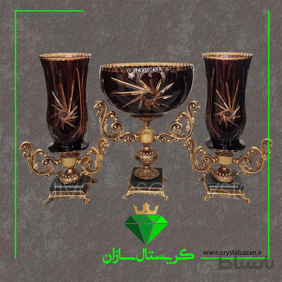 سه تیکه گلدان و کاسه سوپر دو پوست کریستال سازان مدل تابان کد CS1237
