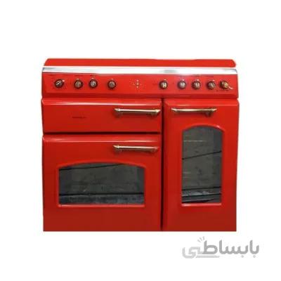 اجاق گاز مبله امرسان 5 شعله 3 فر رویه استیل قرمز