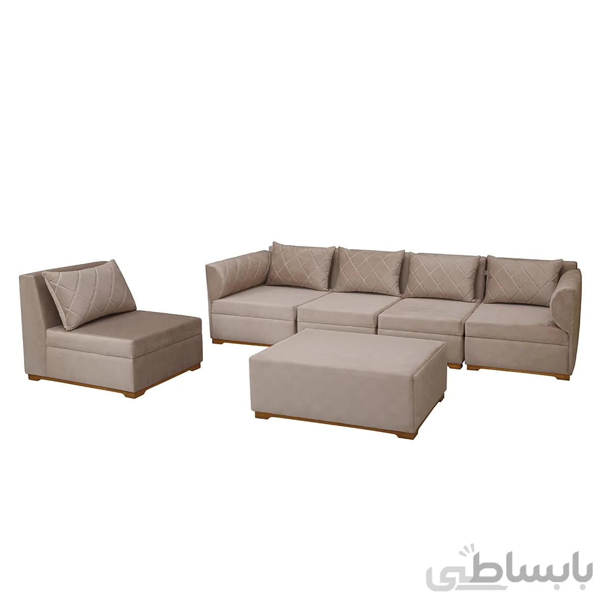 مبل راحتی 5 نفره چشمه نور کد MA-208-N نسکافه ای