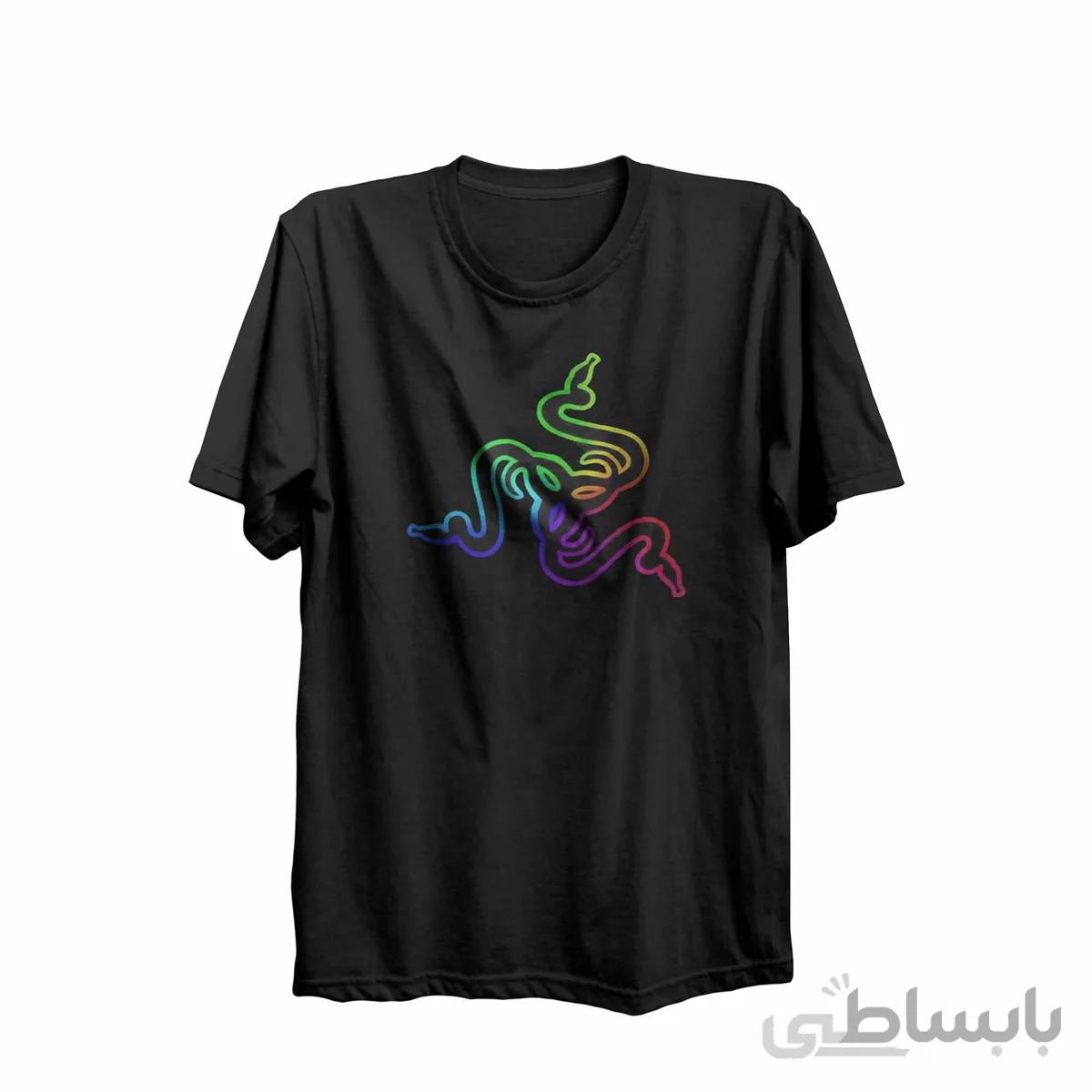 تیشرت یقه گرد مشکی طرح ریزر Razer