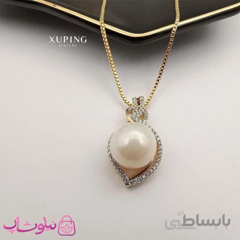 پلاک زنانه ژوپینگ نگیندار طرح مروارید کد 1345