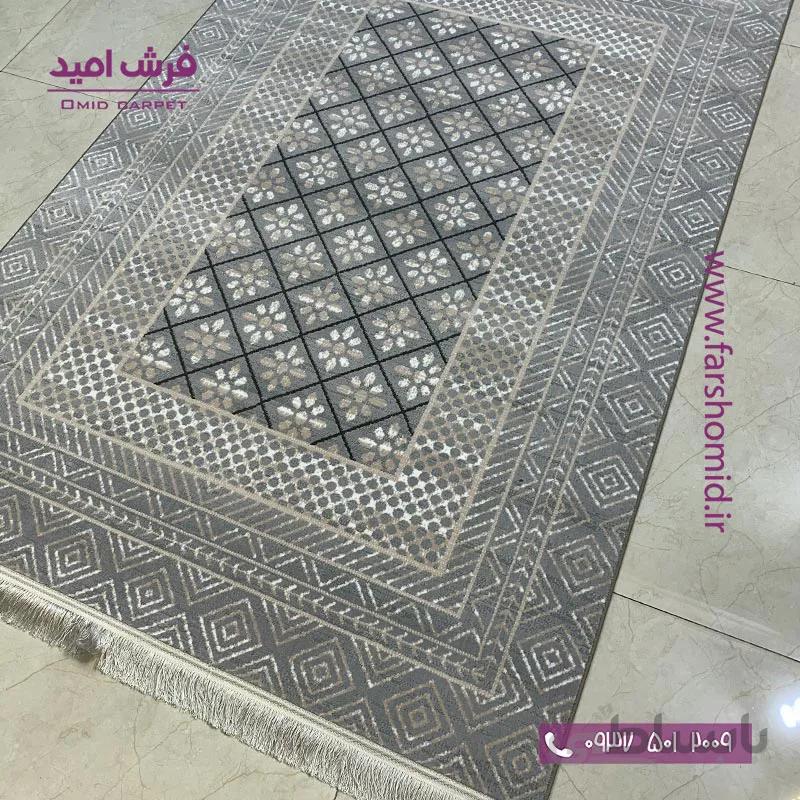 فرش ماشینی مدرن و پتینه کد 41017n طوسی فرش سیزان