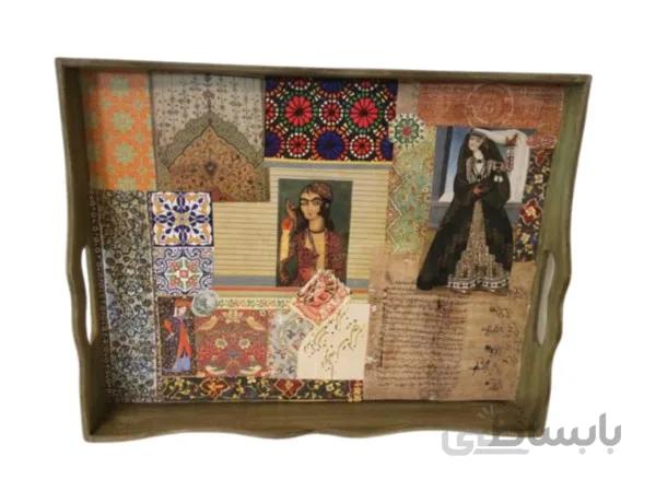 سینی چوبی مستطیل قجری