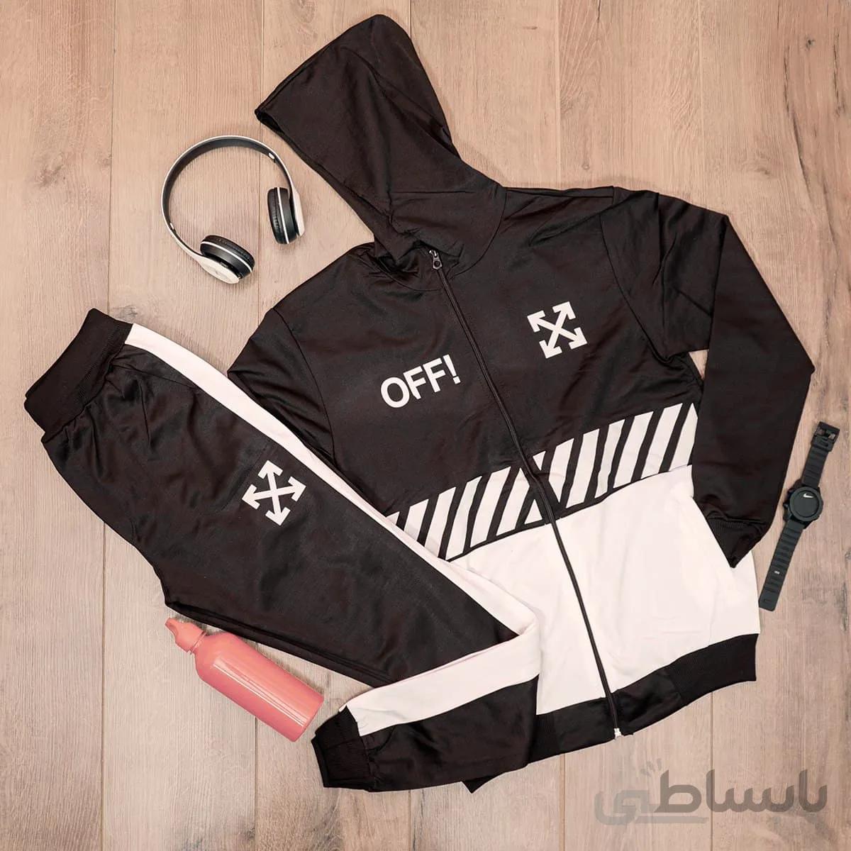 ست سوییشرت شلوار Off White مردانه مشکی سفید مدل lako