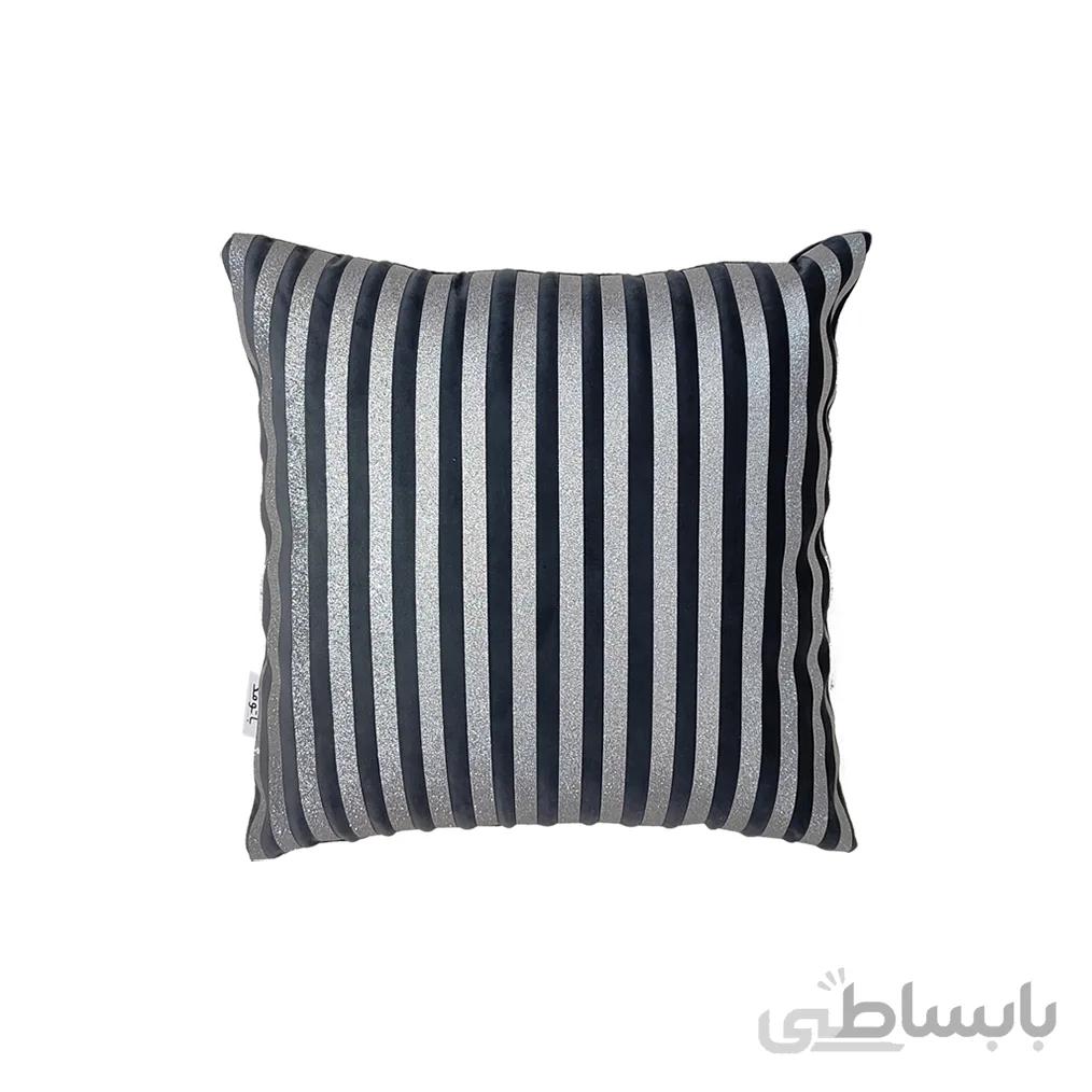 کوسن ترکیبی چرم و مخمل مدل رومی رنگ طوسی