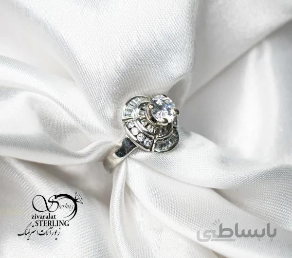 انگشتر تک نگین نقره زنانه کد 180676