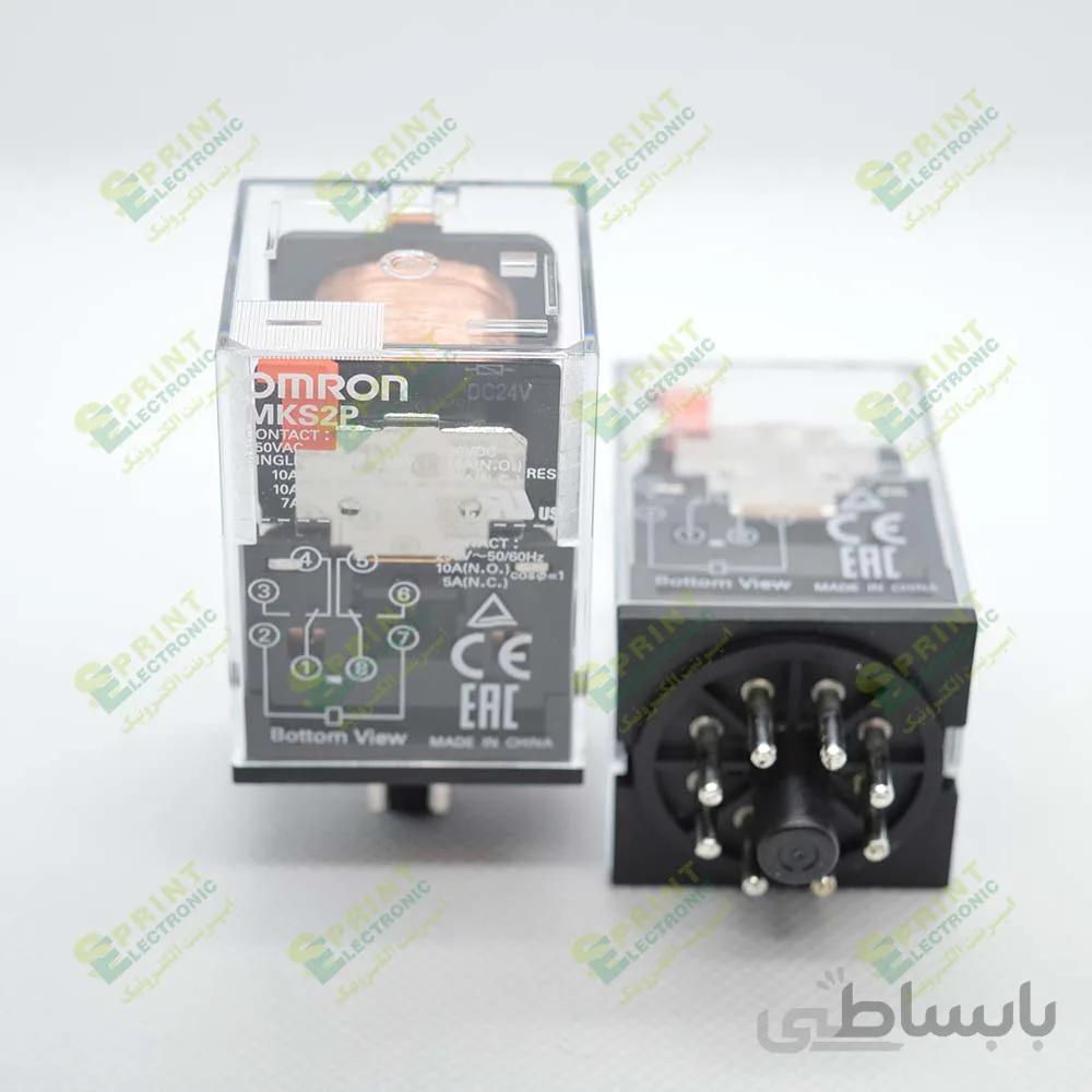 رله 220 ولت AC پایه گرد 8 پایه 10 آمپر Omron MKS2P-220VAC