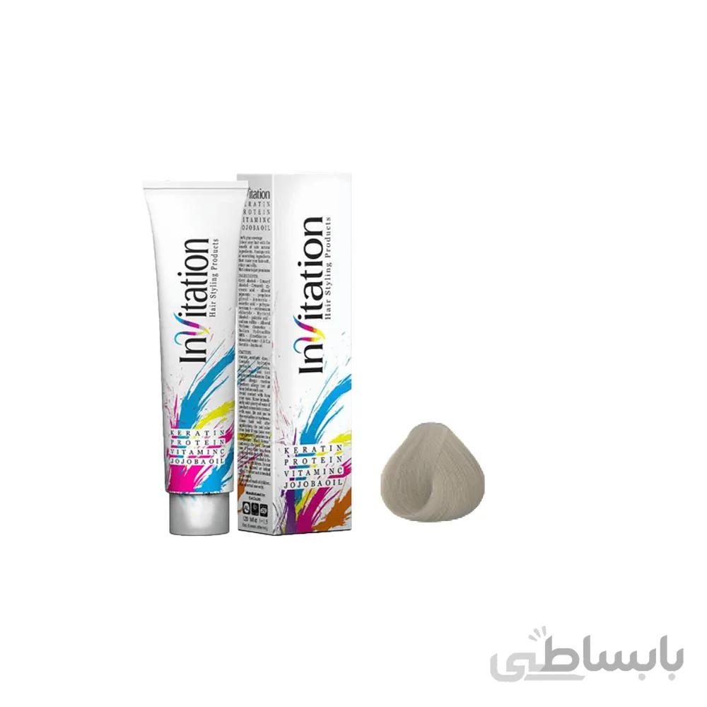 رنگ مو اینویتیشن شماره 10.2 حجم 120 میلی لیتر رنگ بلوند دودی نقره ای