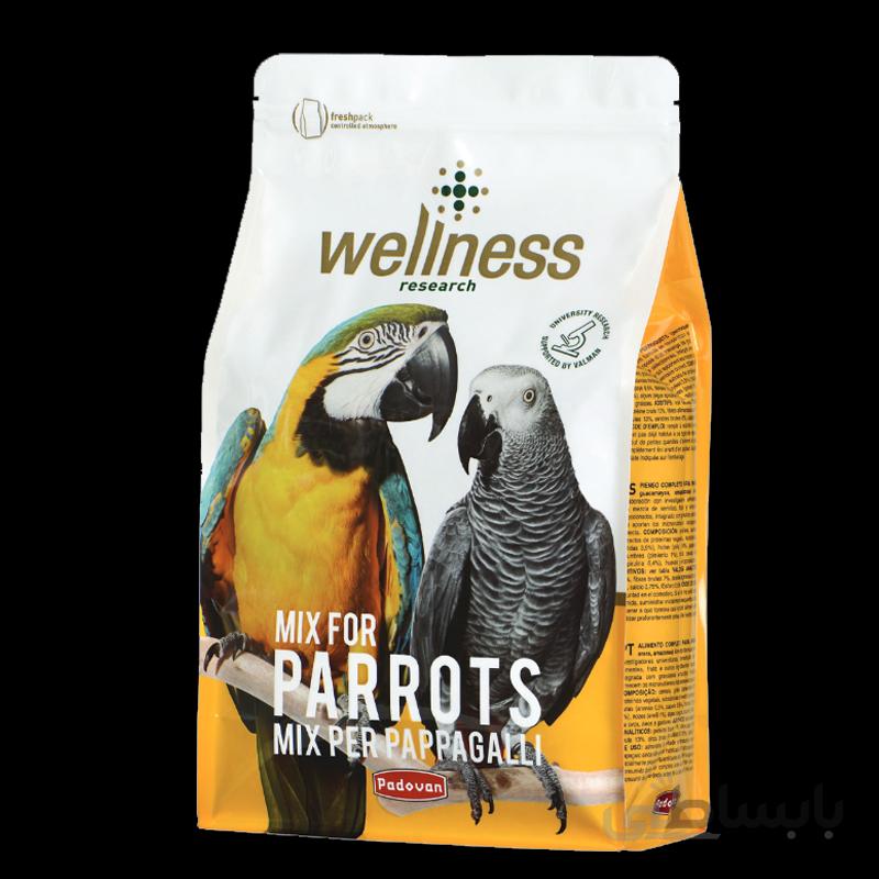 غذای سوپرپرمیوم طوطی کاسکو و آرا پادوان Padovan Wellness Parrots وزن 750 گرم