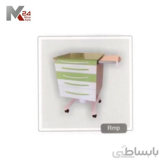 روتور 4 کشو MDF همراه با شیشه رویه و سینی بغل + پایه M شکل + دستگیره فلزی RMP