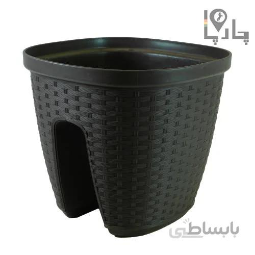 گلدان پلاستیکی خورجینی طرح حصیری سایز متوسط