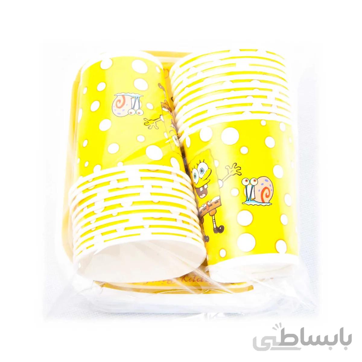 بشقاب و لیوان طرح باب اسفنجی (sponge bob) بسته 20 عددی کد 1600