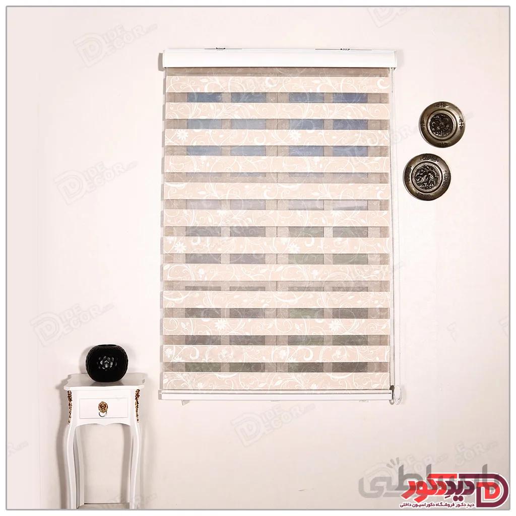 پرده زبرا گل دار چاپی دو رو کد H-115