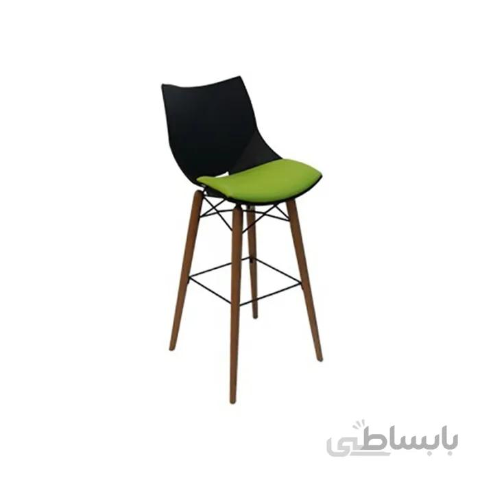 صندلی کانتر نظری مدل شل پایه چوبی با تشک p832b