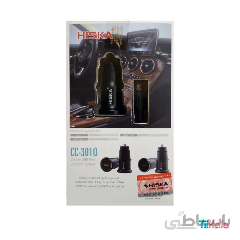 شارژر فندکی فست شارژ به همراه کابل تایپ سی هیسکا مدل CC-301Q