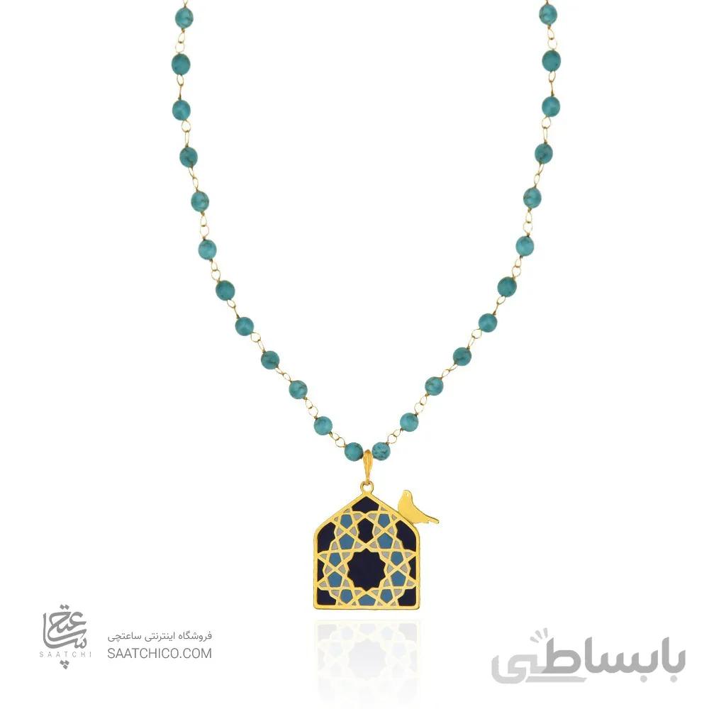 گردنبند طلا طرح مرغ آمین میناکاری کد XN614
