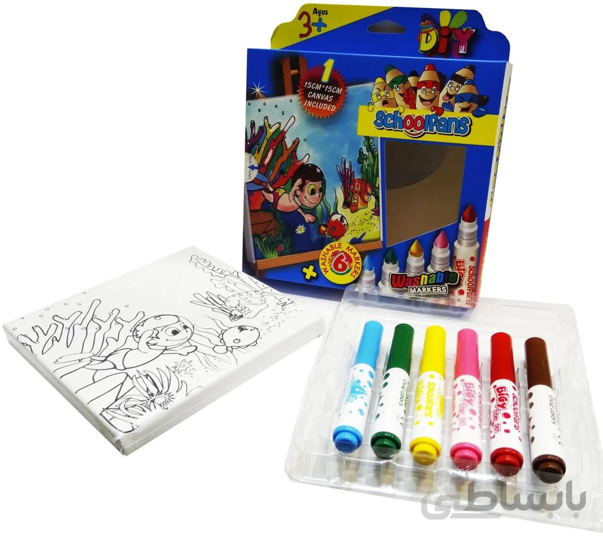 ماژیک ۶ رنگ مینی جامبو با بوم نقاشی ۹۲۷۹ اسکول فنس مدل Washable MARKERS