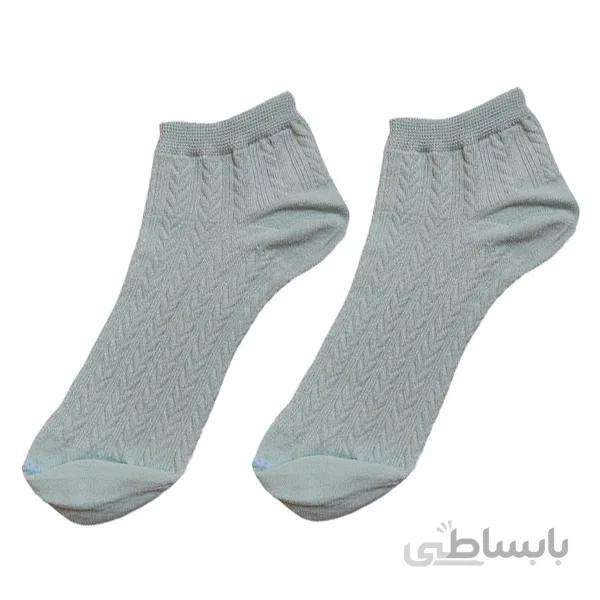 جوراب ساق کوتاه طرح بافت زنانه سبز رنگ پسته ای کد PH497.4