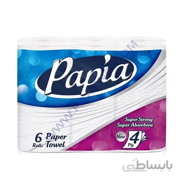 دستمال کاغذی حوله ای پاپیا 6 قلو