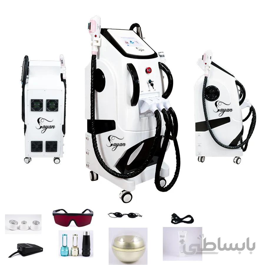 دستگاه لیزر اس اچ آر (SHR) فوق حرفه ای برند سایان با 3 طول موج آر اف + لیزر موهای زائد و پیکوشور ریمور تاتو نقطه زن