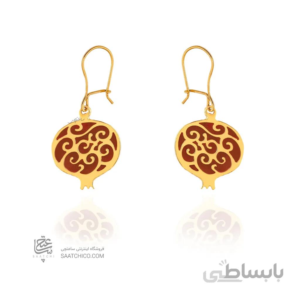 گوشواره طلا طرح انار میناکاری کد LE693