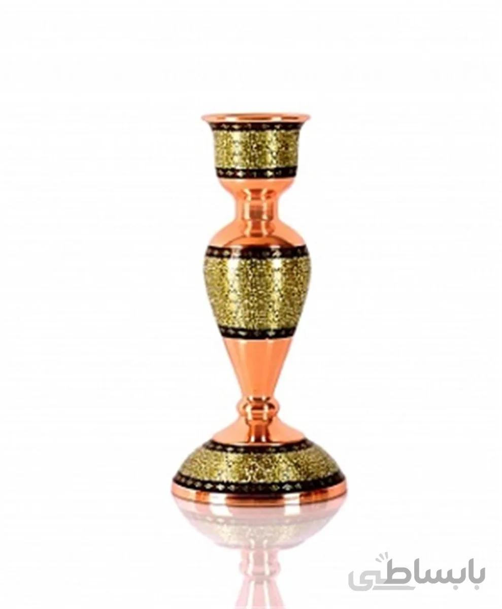 شمعدان متوسط مس و خاتم ا Candlestick, the average copper studs